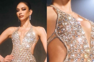 Miss Tailândia usa vestido feito de anilhas de latas de refrigerantes